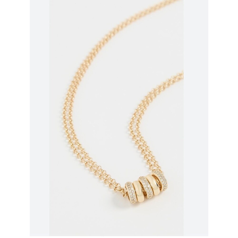 NWOT Roxanne Assoulin Gold Crystal Ring Slider Necklace